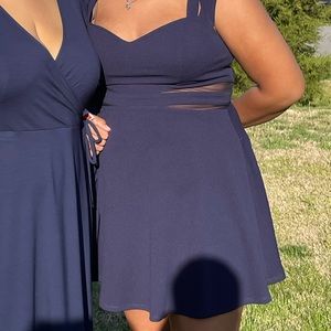 a navy blue dress